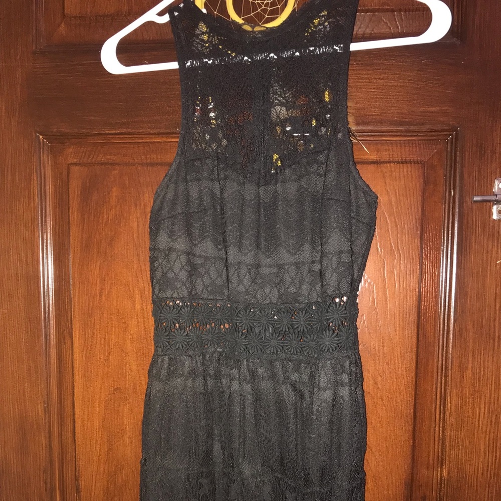 Black long lace dress